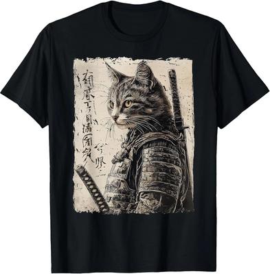 Samurai Cat Warrior Japanese Ukiyo-e Artwork Cat Samurai T-Shirt