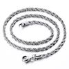 Stainless Steel Twisted Chain Necklace - 3MM/4MM/5MM, Elegant Style, Vacuum Electroplated Pendant.