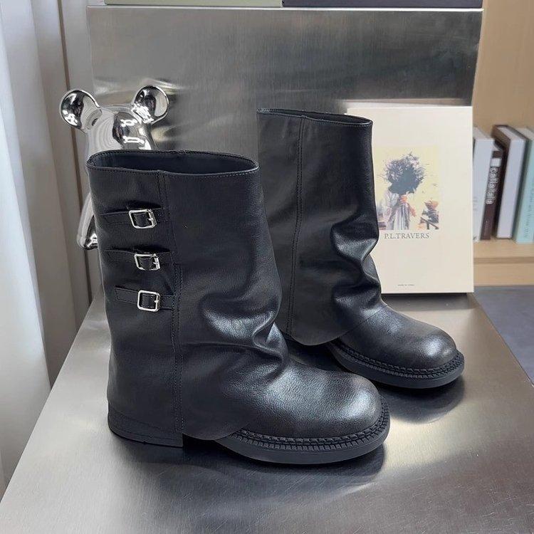 

Thick Heeled Square Toe Fashion Boots, Pants Leg Boots, New Early Autumn Mid Length Casual Sleeve Short Boots 35