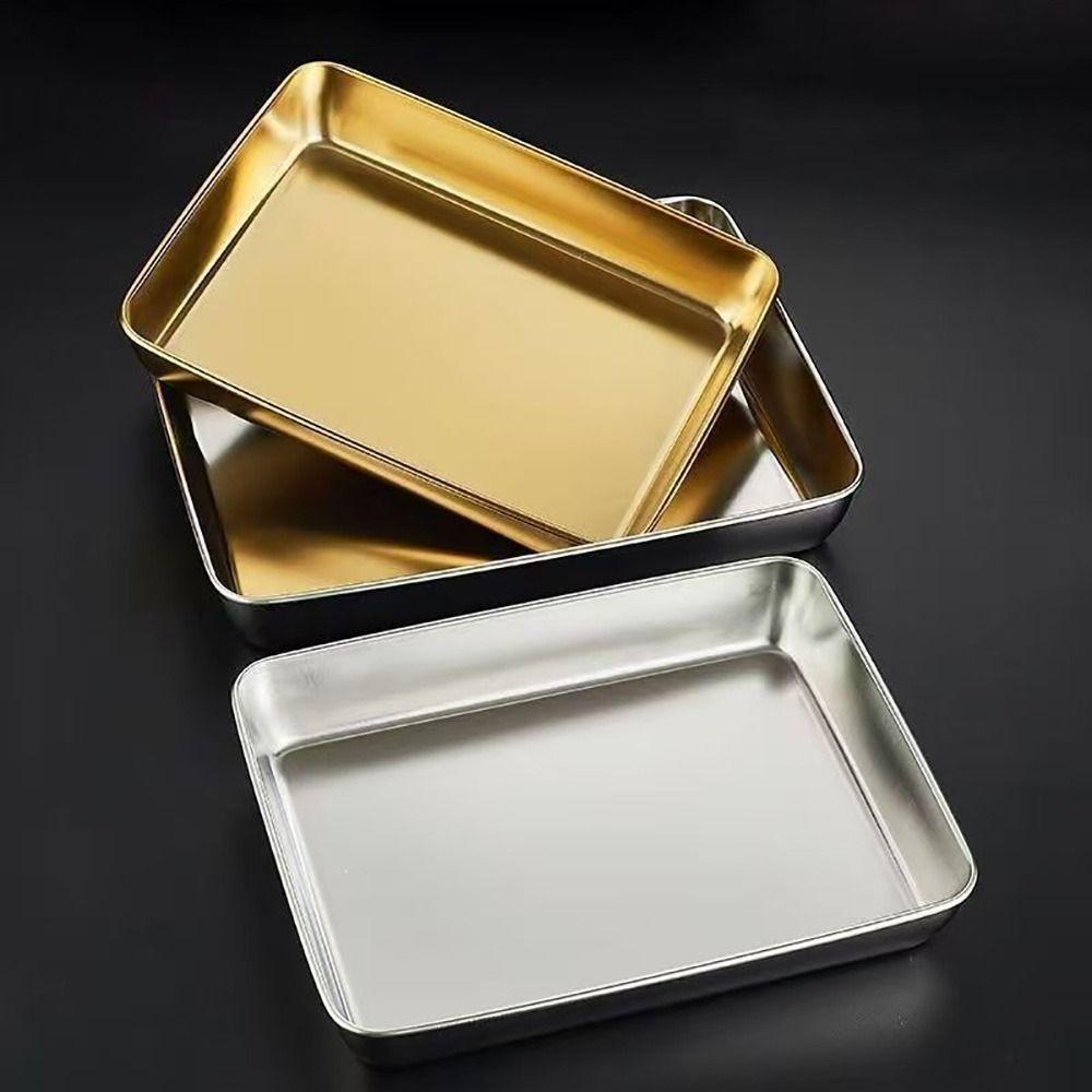 Stainless Steel Cake Tray Gold Silver Storage Tray Versatile Multi-sizes Tray For Refrigerators