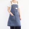 Washable Denim Apron Baristas Hairdressers Kitchen Staff Unisex Workwear Pure Color Non-Sleeve