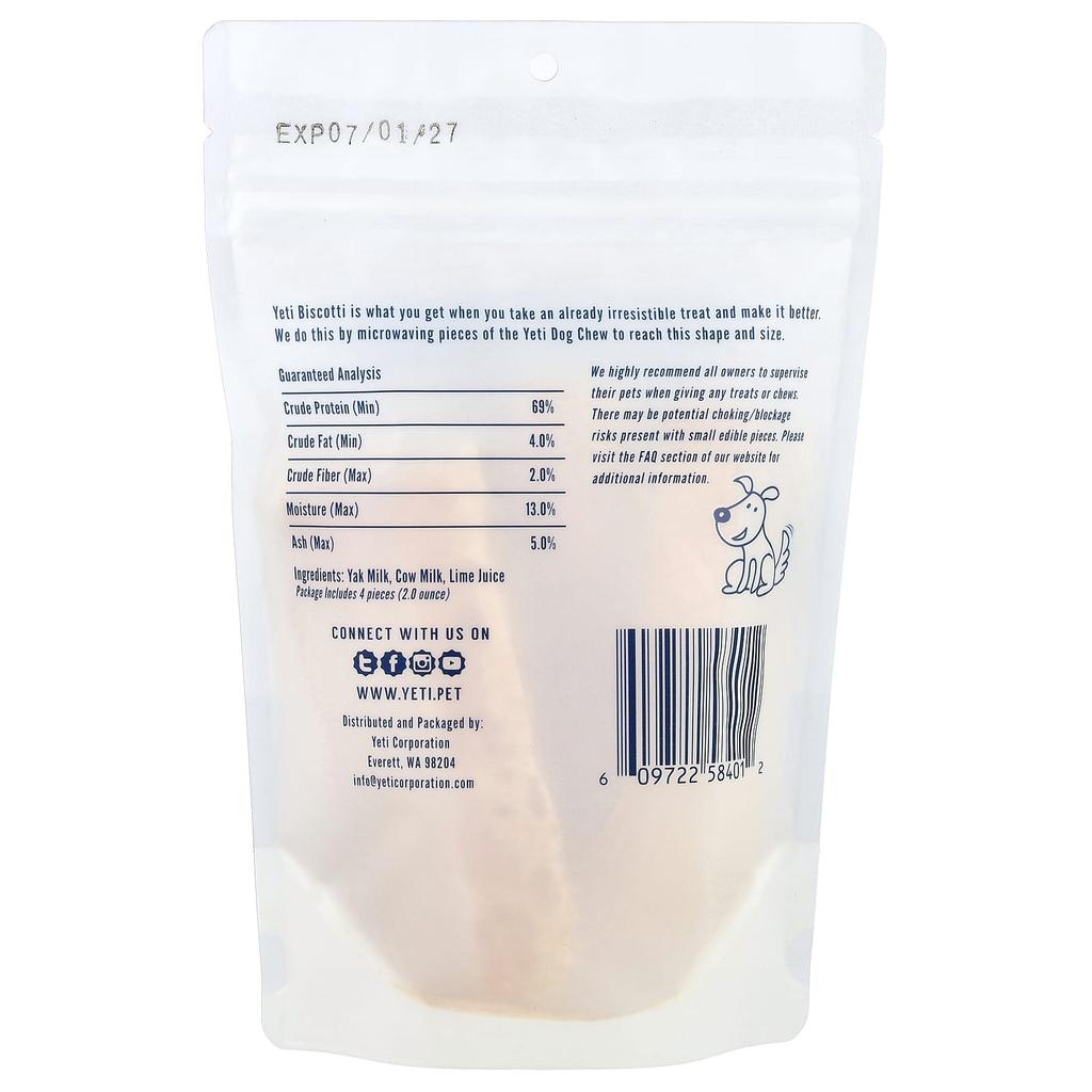 Yeti Dog Chew, Doggy Biscotti, 2oz