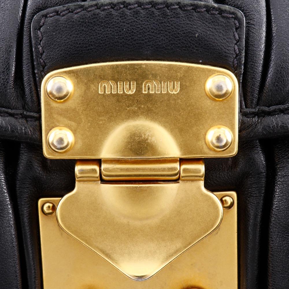 MIUMIU Materasse Handbag RR1300 black leather Women Used