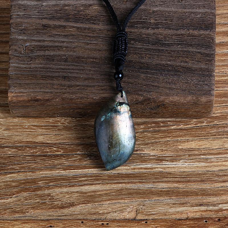 Natural Labradorite Moonstone Women Neckalce Freeform Blue Moon Men Pendants Necklaces Bracelet Accessories Jewelry