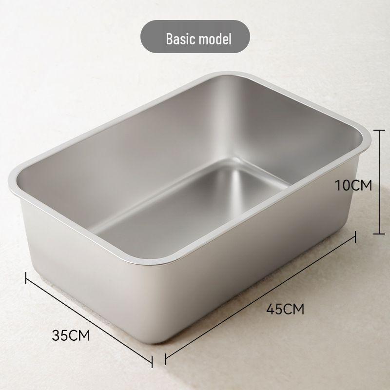 Extra Large Stainless Steel Cat Litter Box with Raised Edge - Anti-Splash, Anti-Tracking, Easy To Clean.