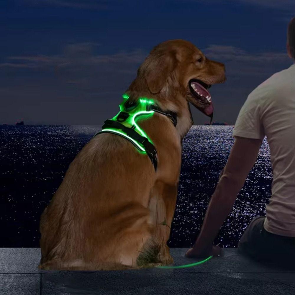 Adjustable Luminous Pet Chest Strap Light Up Dog Glow Vest LED Dog Harness  for Night Walking