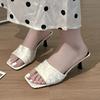 Summer Women Sandals 2025Square Toe Ladies Slippers Open Toe Luxury Dress High Heels Sexy Casual Prom Sandals