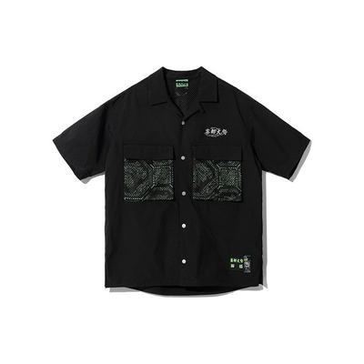 Li Ning Badfive Chongqing City Seria Limitowana Fog Capital Trend Casual Sport Oddychająca Koszulka z Krótkim Rękawem i Kieszeniami Męska koszule Black ASHR135-2