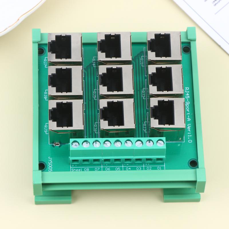

RJ45 Terminal Block Connector for Ethernet Port with 9 Screw Terminals plus DIN Rail Mount Design