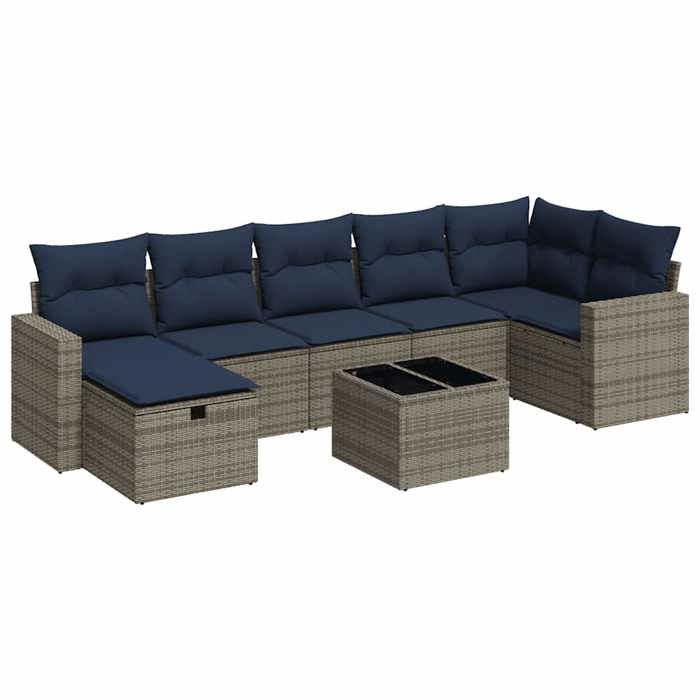 VidaXL Garden Lounge Set 8 Pcs with Grey Cushions Wicker 3325417