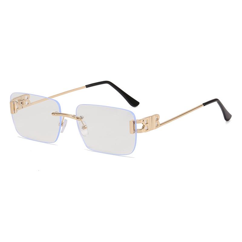 New sunglasses women's frameless trimmed marine slices double B personalized sunglasses anti-ultraviolet Europe and America