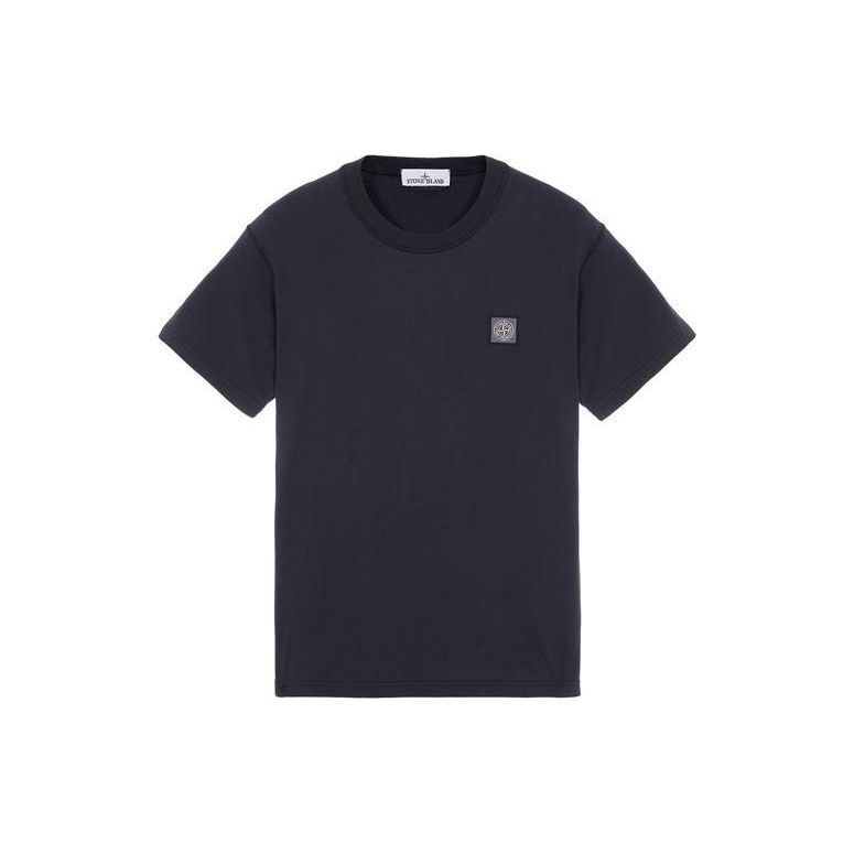

STONE ISLAND Мужская футболка с коротким рукавом и круглым вырезом, однотонная, с логотипом-патчем, SS23, топы, темно-синяя, 101523757-A0020 XXL