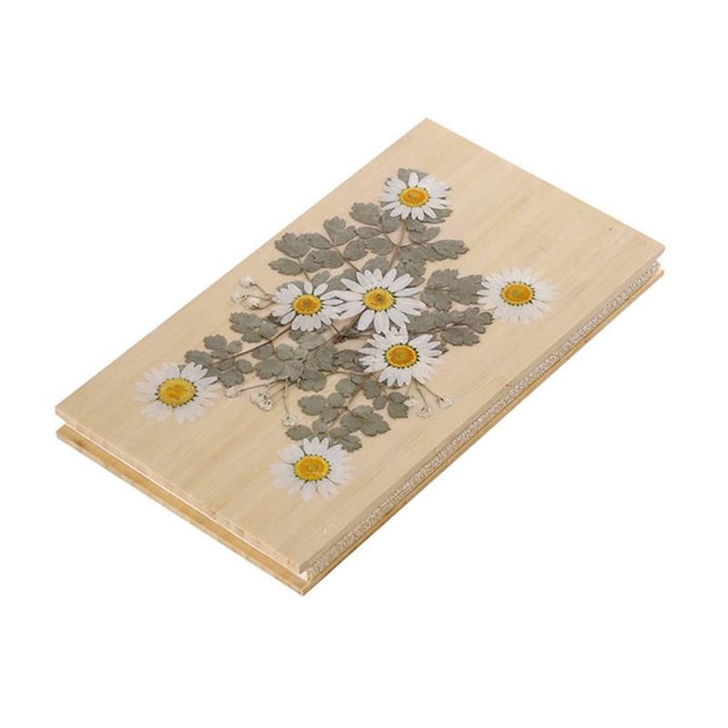 

Wooden Hardcover Notebook With Unruled Sheets Dried Flower Paper Note Book For Daily Writing Sketching Art Illustrations