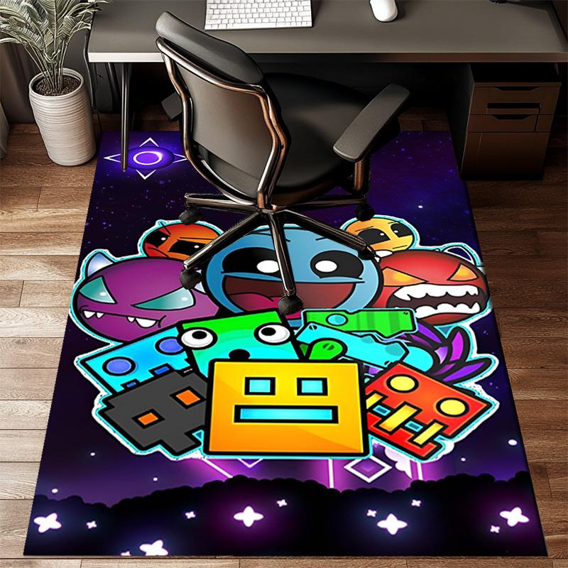 Colorful Geometry Dash Characters Rug Office Floor Mat - Machine Washable for Bedroom, bedroom, livingroom, Room Decor Fan Gifts Christmas
