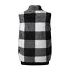 Women's 2025 Autumn/Winter Plaid Plush Sleeveless Cardigan with Stand-up Collar and Zipper