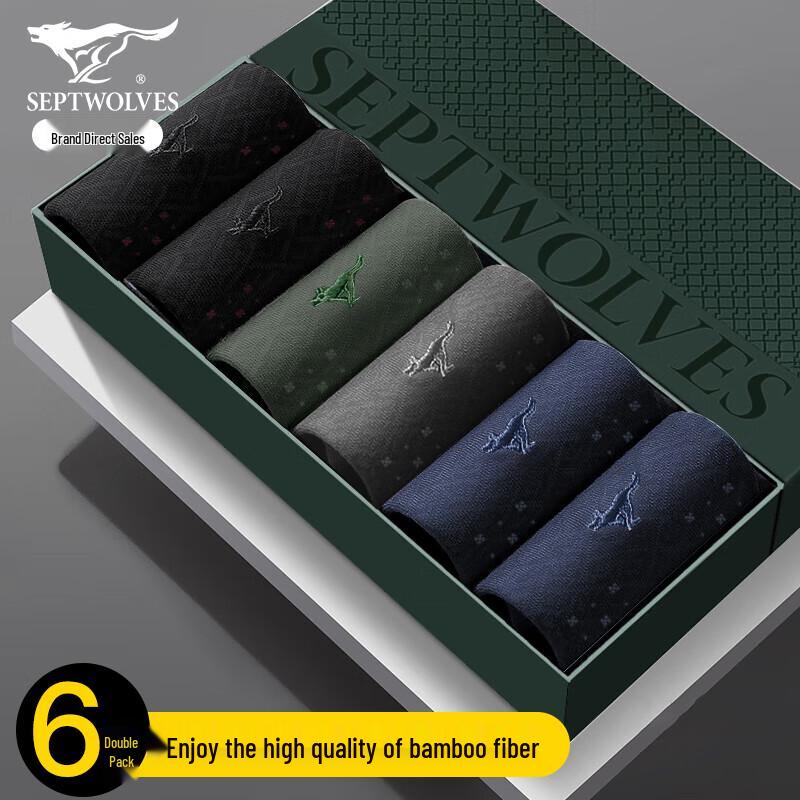 Septwolves Men s Bamboo Fiber Mid-Calf Dress Socks One Size