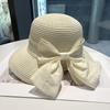 French Elegant Bow Straw Hat Fashion Versatile Sun Hat Women's Seaside Sun Hat Spring and Summer Big Eaves Sun Protection Hat