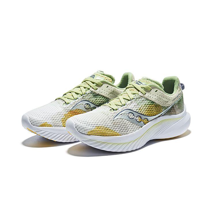 SAUCONY Kinvara 14 Bequeme Stoffdämpfung Leichtgewichtige Low-Top Trainingsschuhe für kurze Distanzen Damen Sneaker Weiß Hellgrün S10823-140