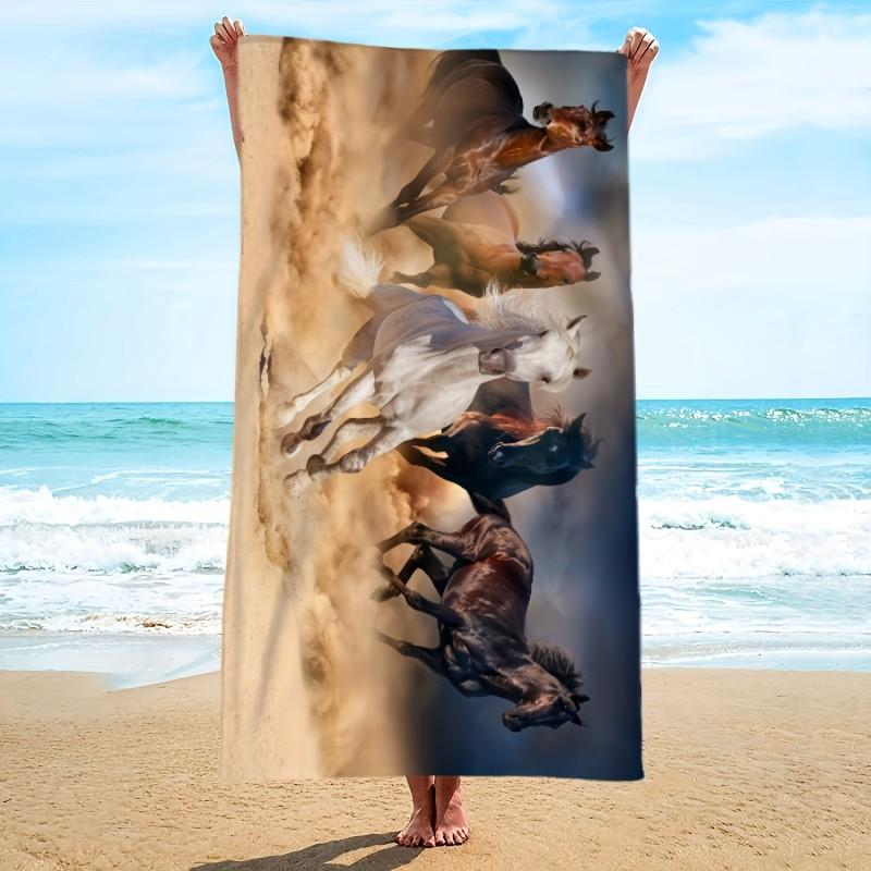 Running Wild Horse Art Print Beach Towel Multiple Sizes For Western Cowboy Theme Beach Trip Outdoor Bath Towel