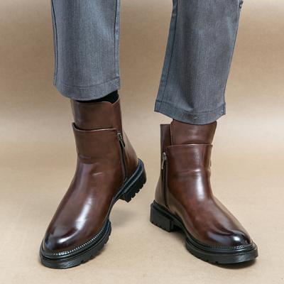 Britischer Stil High-Top Herren Lederschuhe Retro Braun Stiefeletten für Herren Bequeme Spitz Zehen Flache Herren Stiefel botas para hombre