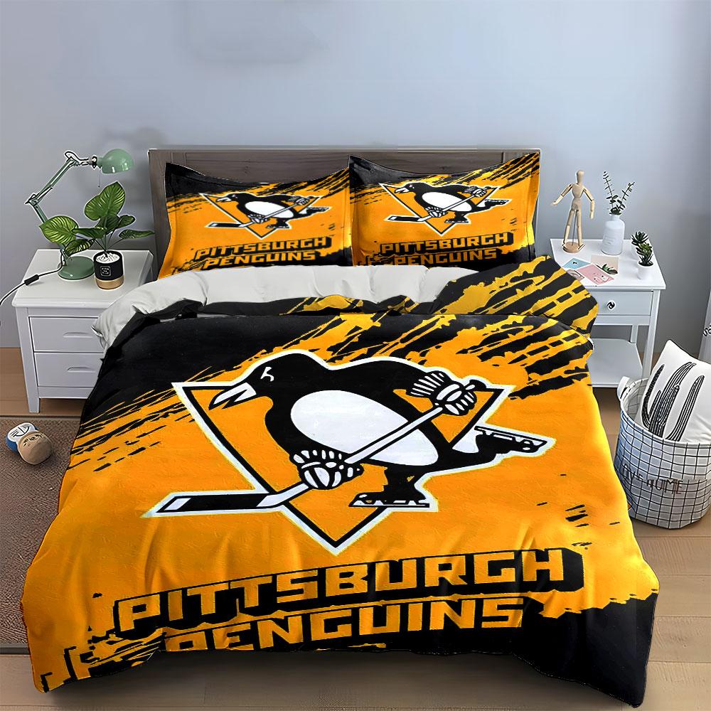 Penguins Hockey Bedding Set Bedding Duvet Cover Set Duvet Cover Pillowcases (1 * Duvet Cover 2 * Pillowcases, without duvet insert)