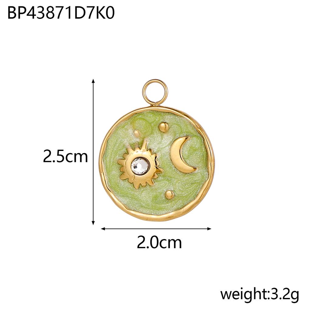 Colorful 18K Gold Plated Oil Drop Stainless Steel Charms Enamel Sun Flower Moon Pendants For Necklace Jewelry Making