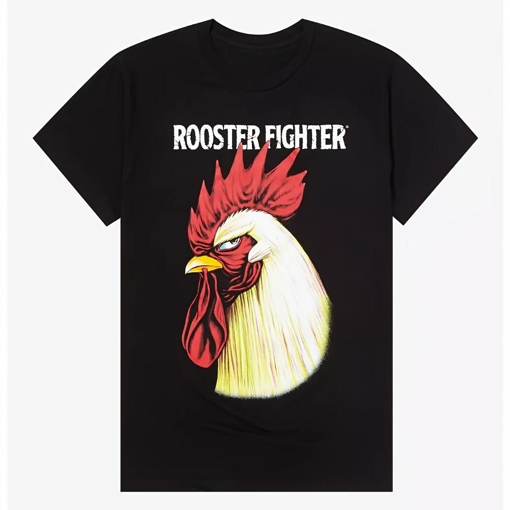 Men'S Retro Keiji Anime Rooster Fighter T-Shirt Loose Fit Short Sleeve Tee with Manga Artwork C