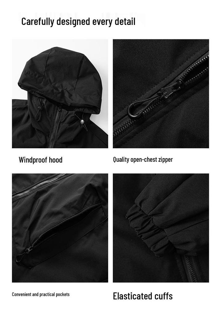 2025 Spring/Autumn Trendy Windproof & Waterproof Hooded Workwear Jacket for Mountaineering