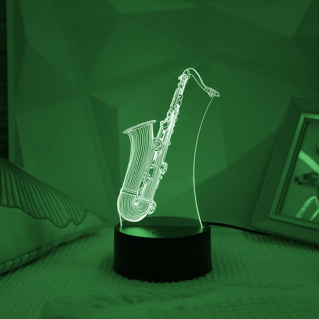 1PC 3D creative saxophone effect night light, USB touch 7-color color change, home bedroom decoration, perfect gift.