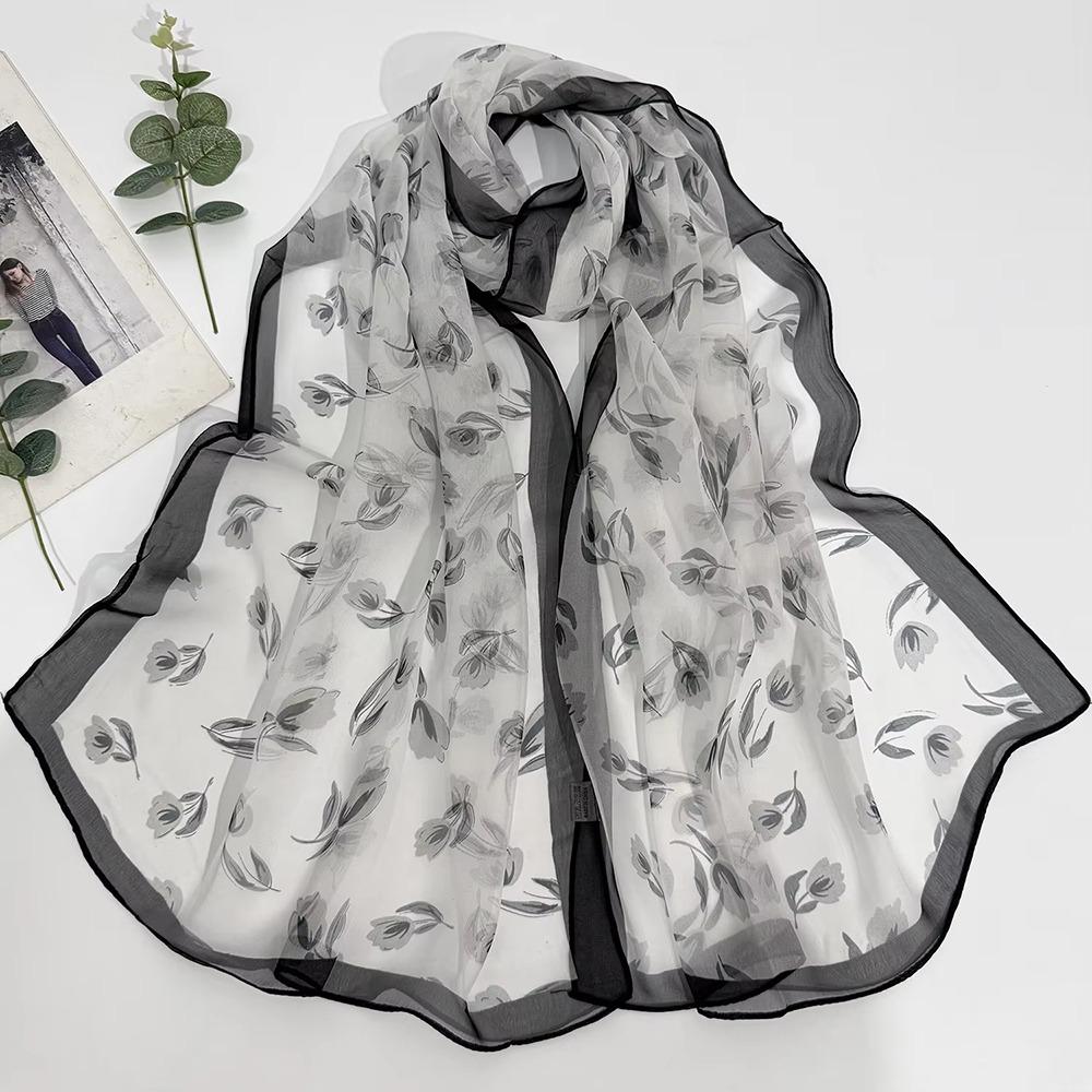 1Pcs Chiffon Georgette Silk Scarf Elegant Bandana Scarf Durable Headband Shawl Summer Beach