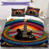 1PC Electric guitar Theme Bedding Quilt Set Quilt Cover Pillowcase Home Decoration Birthday Gift (1 * duvet cover + 2 * pillowcase, without core)A3