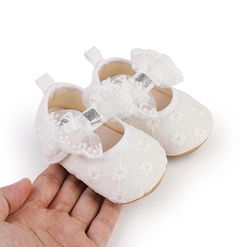 Solid Color Lace Baby Princess Shoes for 0-12 Months - Spring & Autumn Walking Shoes
