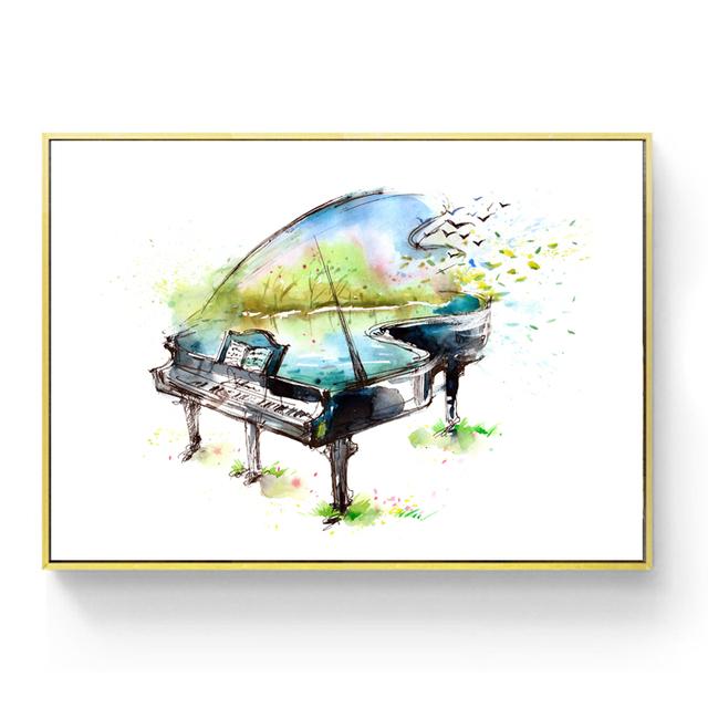 Street Art Canvas Painting Graffiti Piano Guitar Singing Woman Posters for Living Room Frameless Prints Wall Decor Picture No Frame