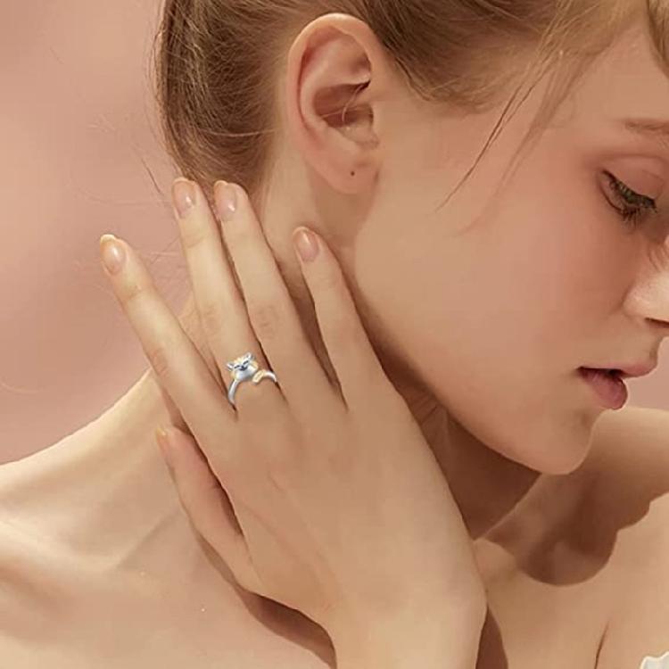 Cat Shaped Opening Adjustable Rings Alloy Material Finger Rings Gift for Women