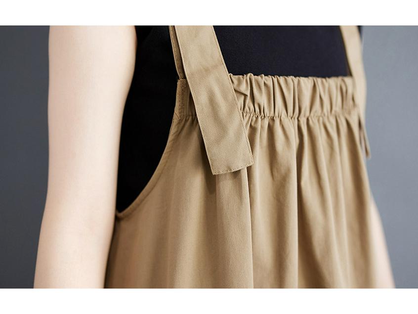 Elegantní letní korejský overalový šat s tenkými ramínky plus size