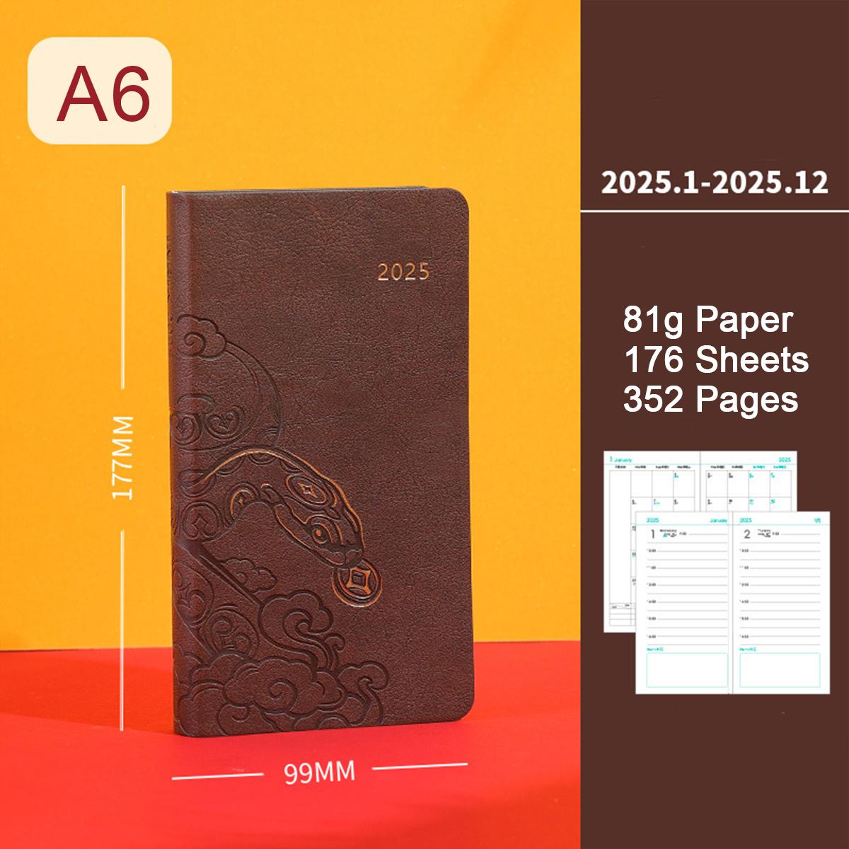 

Кожаный деловой план на 2025 год формата А5, ежедневник для студентов, дневник учета на 365 дней, блокнот, заметки, 176 листов, 352 страницы A6
