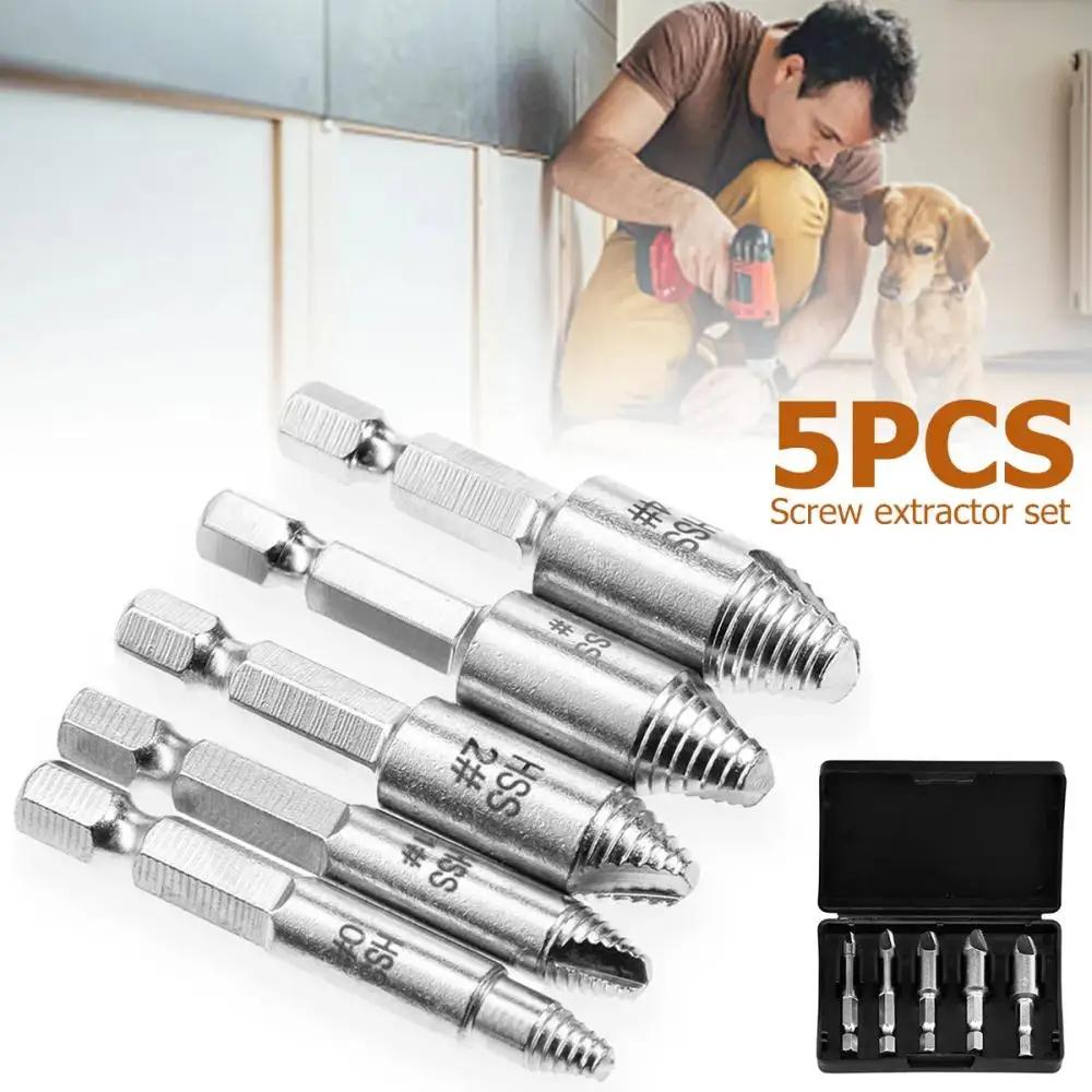 5pcs Damaged Screw Extractor Drill Bit,high Speed Steel Double Easy To Remove Side Drills Broken Screws Removal Screw Tools Kit