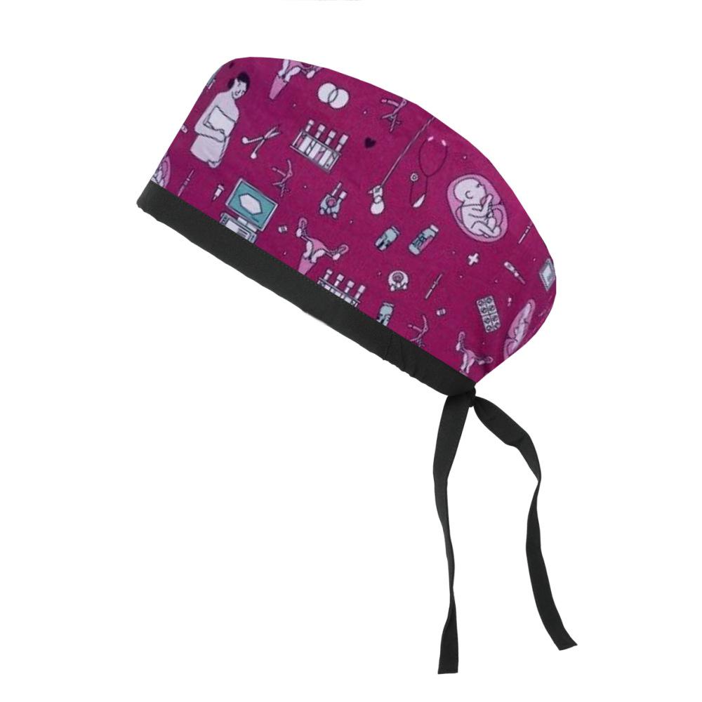 Adjustable Cotton Surgical Cap with Cartoon Print for Women and Men