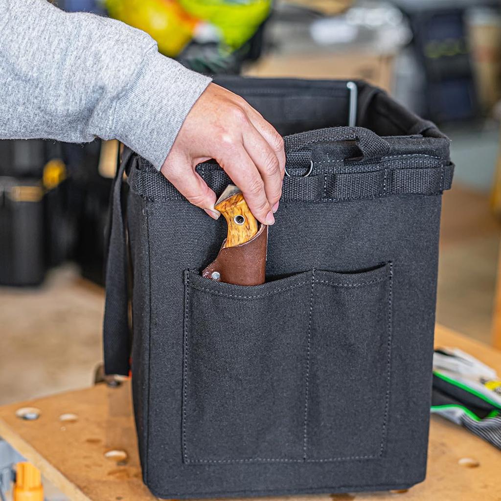 WHATNOT Storage Container Tool 360mm Wide x 250mm Deep x 320mm Bag, Canvas, High, OB-03-BK