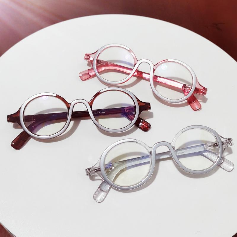 Reading Glasses Women Small Round Frame Vintage Blue Light Farsighted Eyewear 0 to +4 0 with Free Cloth