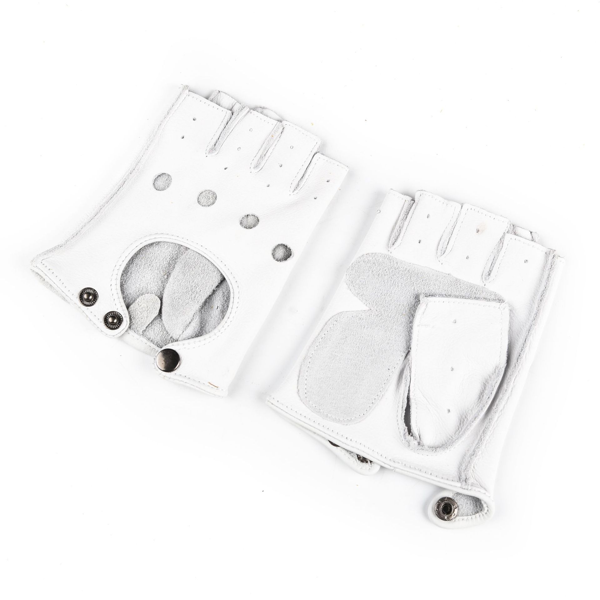 

Рукавички з натуральної коров ячої шкіри чоловічі фітнес ретро рукавички без пальців жіночі нековзні мотоциклетні велосипедні для спорту на відкритому повітрі XL (palm circumference 22-23cm) білий