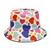 Heart Pattern Panama Women Men Summer Sunscreen Fisherman Hat Unisex Reversible Bucket Hat Fashion Decorate Valentine's Day Love