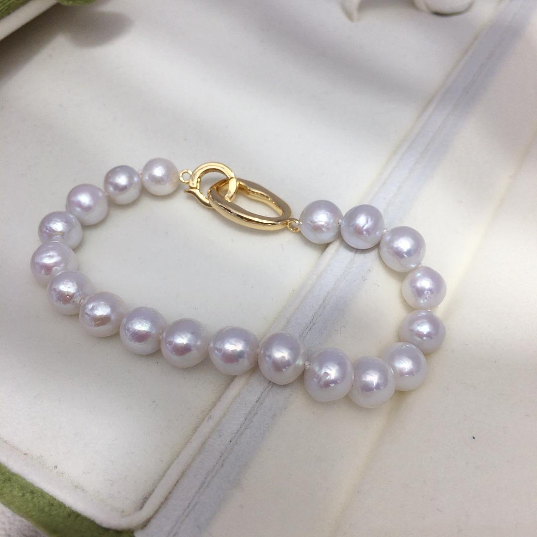 Natural Freshwater Pearl Bracelet Round Baroque Fashion Classic Versatile Chain Light Luxury