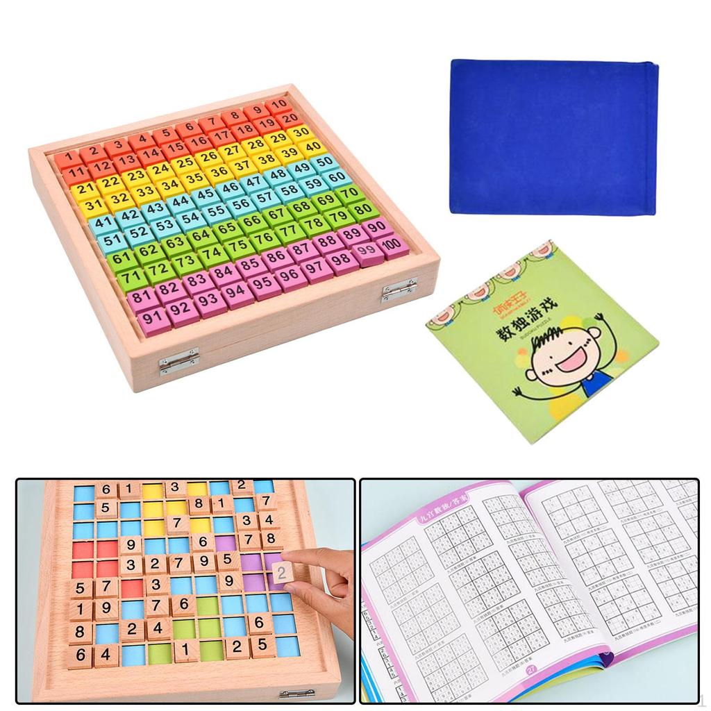 1-100 Digital Math Learning Toy Educational Montessori Toys Train Logical Wooden Sudoku Board for