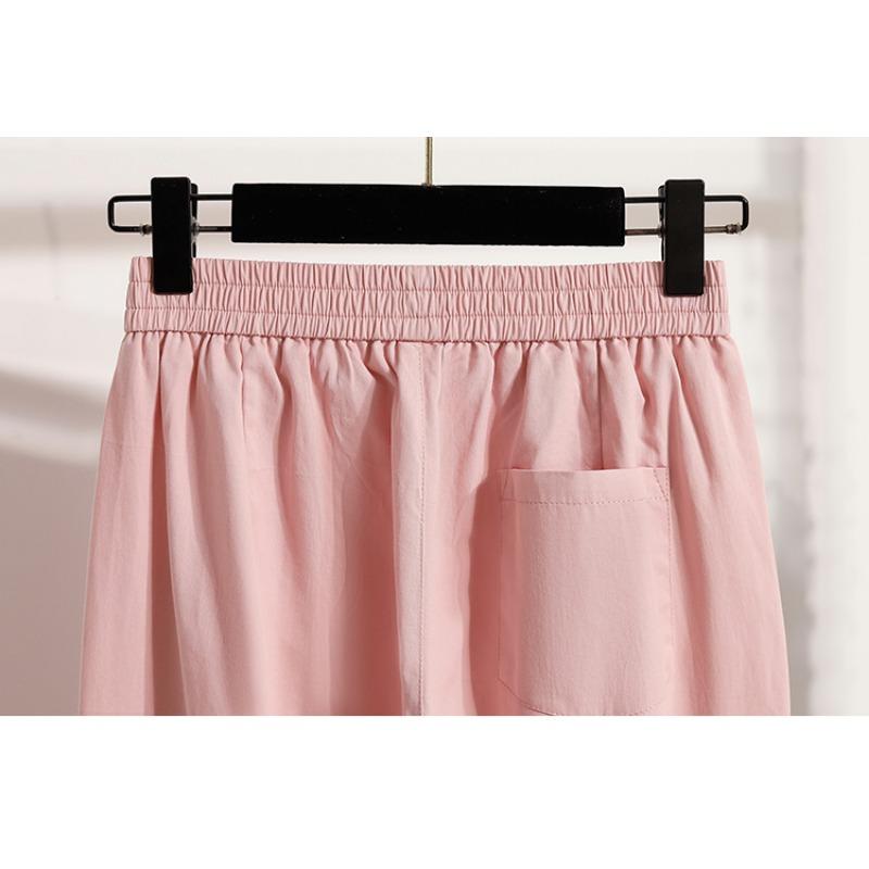 DIMANAF 2025 Summer Plus Size Long Pants Women Elastic Casual Harem Pants High Waist Pleated Loose Basic Wide Leg Pants