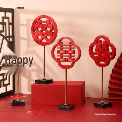 Chinese Style Wedding & Engagement Double Happiness Ornament for Living Room & Entryway Decoration
