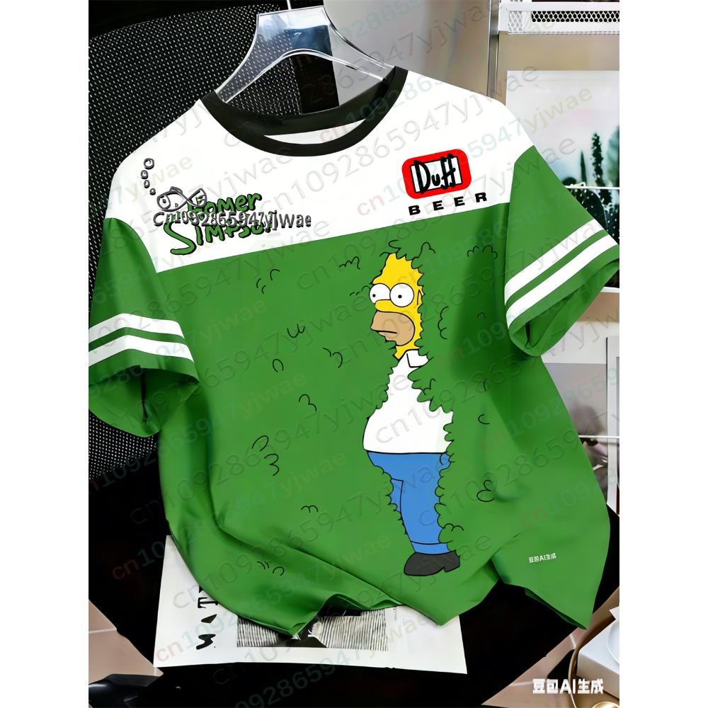 

2026 The Simpsons Cartoon Graphic Printed Jersey Casual Streetwear Top Fashionable Y2k Tee Summer Men S And Women S T-Shirts M