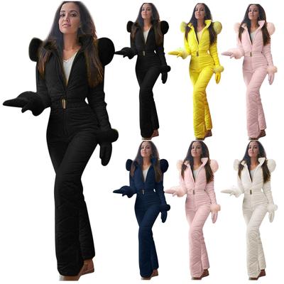 Fashion Women Ski Wear Jacket Hoodie Outdoor Sports Zipper One-piece Leisure Ski Wear