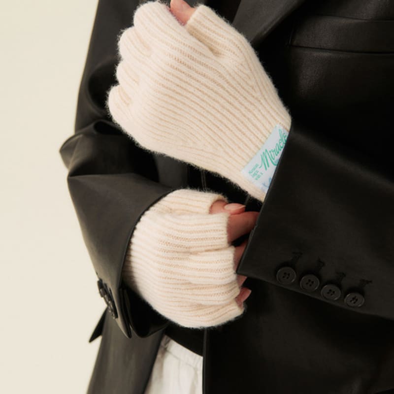 GOCORI FINGERLESS SHORT GLOVES - IVORY Fingerless Gloves Winter Gloves