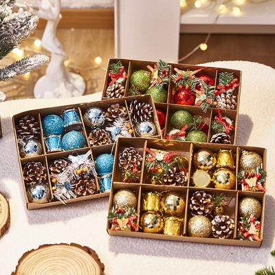 Weihnachtskugeln Set - Enthält Kugeln, Glocken, Tannenzapfen & Trommeln zur Weihnachtsbaumdekoration, Feiertags-Heimparty-Dekor